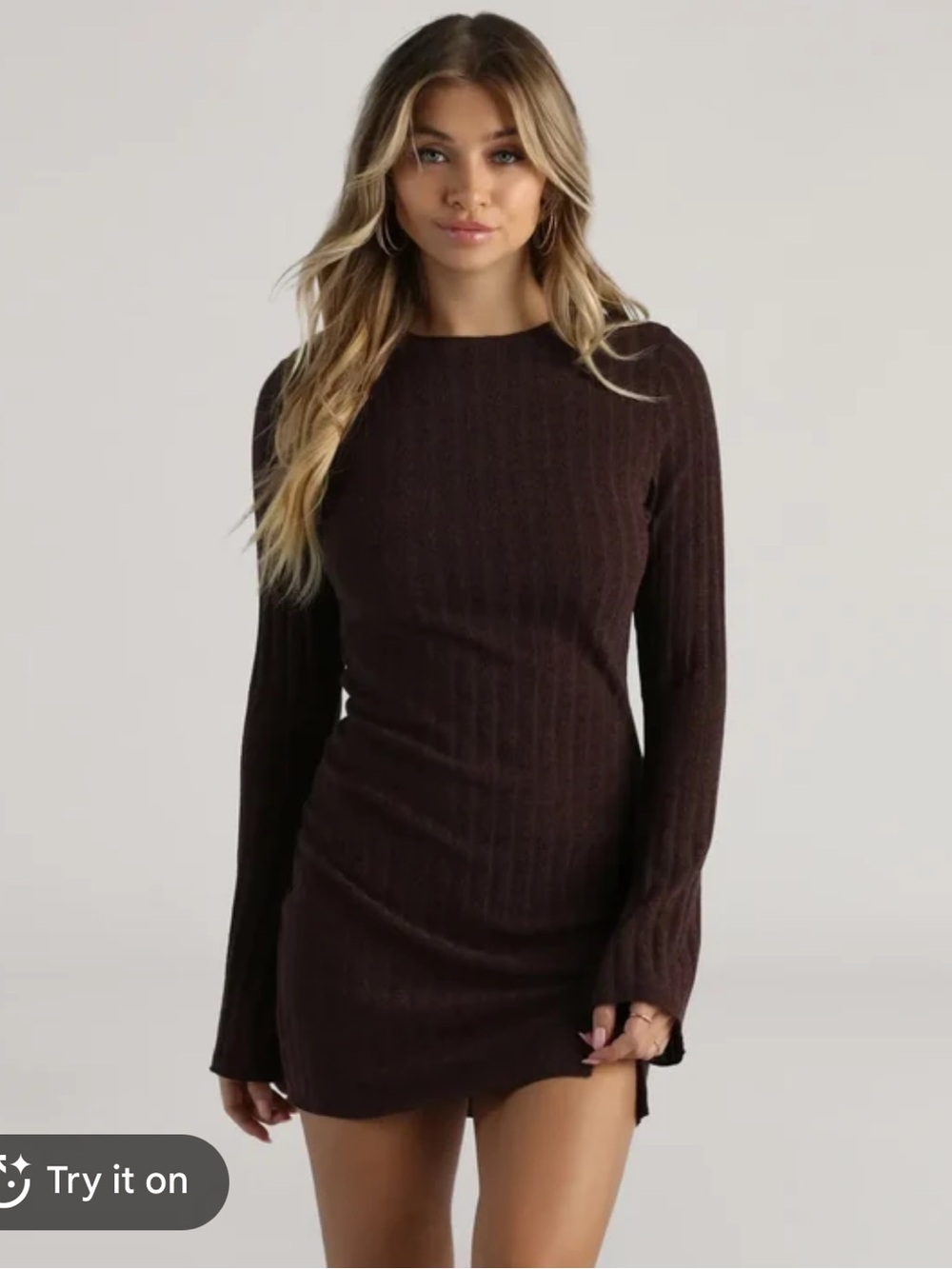 Brown knit dress